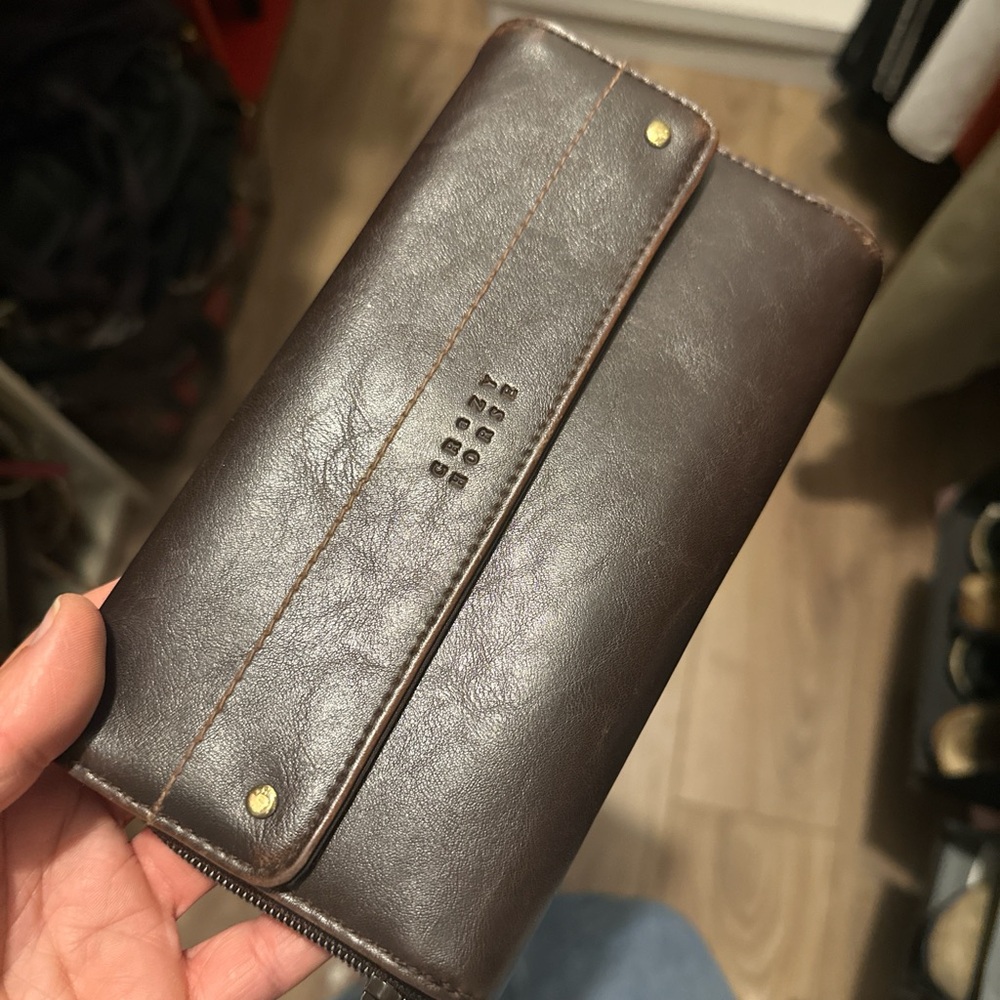 Dark Brown Leather Wallet with Embossed Detail